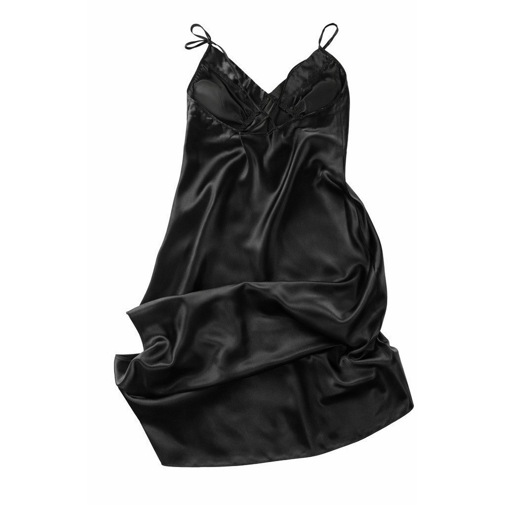 Vintage Adrienne Vitadini Medium Black satin Nightgown - Picture 5 of 8